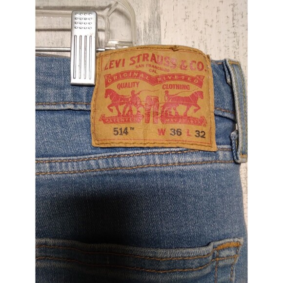 Levis 514 Light Blue Jeans Denim 36x32 Straight Leg Western Cowboy (34x31) - Picture 7 of 9